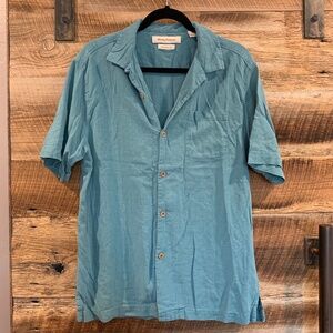 EUC - Tommy Bahama - Silk Short Sleeve Button Down - Blue - M